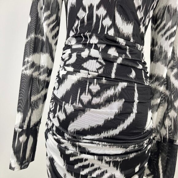 NWT Farm Rio Pineapple Ikat Tulle Midi Dress Long Sleeves Size S Black and White - Picture 10 of 15